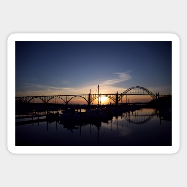 Yaquina Bay Sunset Sticker by DeniseBruchmanPhotography